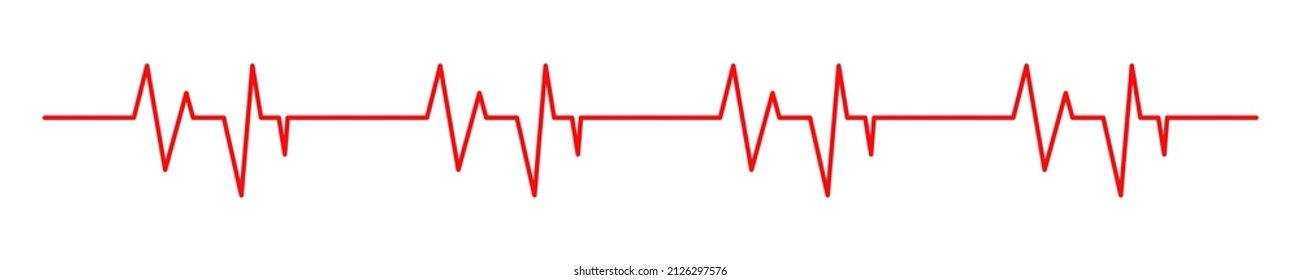 Heart cardiogram on white background. Heartbeat sign vector icon. Red heart beat line.