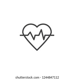 Heart cardiogram outline icon. linear style sign for mobile concept and web design. Heartbeat pulse simple line vector icon. Cardiology symbol, logo illustration. Pixel perfect vector graphics