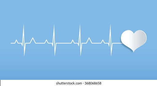 heart cardiogram over blue background