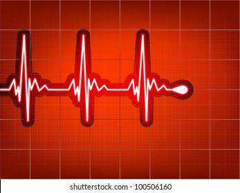 Heart cardiogram with shadow on it deep red. EPS 8 vector file included