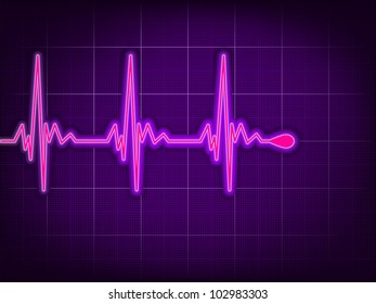 Heart cardiogram with shadow on it deep purple. EPS 8 vector file included