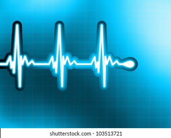 Heart cardiogram with shadow on it deep blue. EPS 8 vector file included