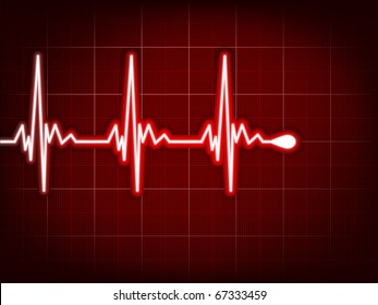 Heart cardiogram with shadow on it deep red. EPS 8 vector file included