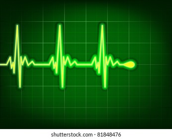 Heart cardiogram with shadow on it deep green. EPS 8 vector file included