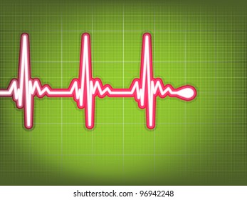 Heart cardiogram with shadow on it deep green. EPS 8 vector file included