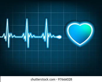 Heart cardiogram with shadow on it deep blue. EPS 8 vector file included