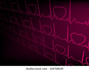 Heart cardiogram with shadow on purple. EPS 8 vector file included