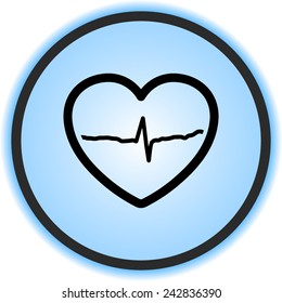 Heart with cardiogram sign icon, vector illustration. Flat design style