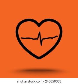 Heart with cardiogram sign icon, vector illustration. Flat design style