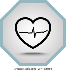 Heart with cardiogram sign icon, vector illustration. Flat design style