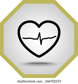 Heart with cardiogram sign icon, vector illustration. Flat design style
