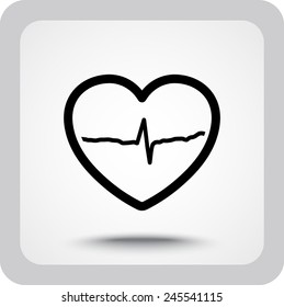 Heart with cardiogram sign icon, vector illustration. Flat design style