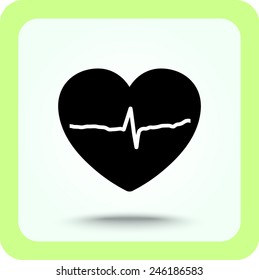 Heart with cardiogram sign icon, vector illustration. Flat design style