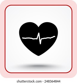 Heart with cardiogram sign icon, vector illustration. Flat design style