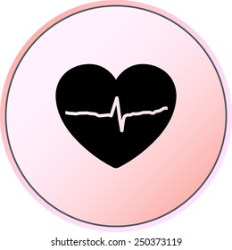 Heart with cardiogram sign icon, vector illustration. Flat design style