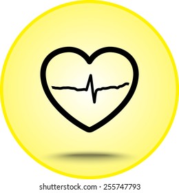 Heart with cardiogram sign icon, vector illustration. Flat design style