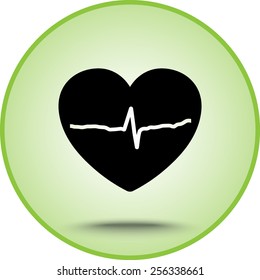 Heart with cardiogram sign icon, vector illustration. Flat design style