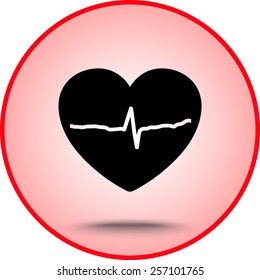 Heart with cardiogram sign icon, vector illustration. Flat design style