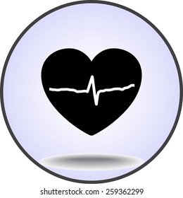 Heart with cardiogram sign icon, vector illustration. Flat design style