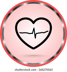 Heart with cardiogram sign icon, vector illustration. Flat design style