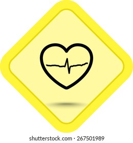 Heart with cardiogram sign icon, vector illustration. Flat design style