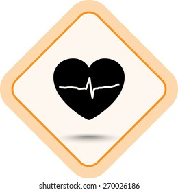 Heart with cardiogram sign icon, vector illustration. Flat design style