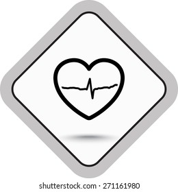 Heart with cardiogram sign icon, vector illustration. Flat design style