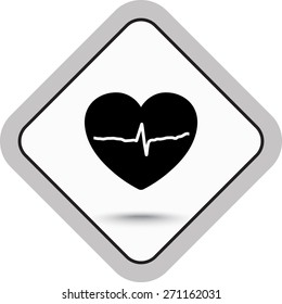 Heart with cardiogram sign icon, vector illustration. Flat design style