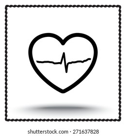 Heart with cardiogram sign icon, vector illustration. Flat design style