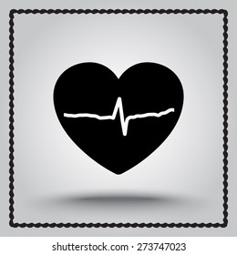 Heart with cardiogram sign icon, vector illustration. Flat design style