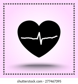 Heart with cardiogram sign icon, vector illustration. Flat design style