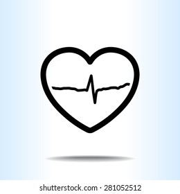 Heart with cardiogram sign icon, vector illustration. Flat design style
