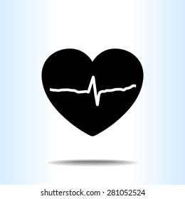 Heart with cardiogram sign icon, vector illustration. Flat design style