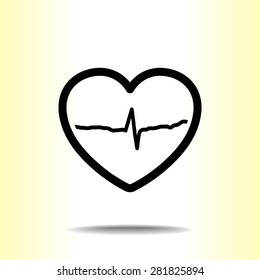 Heart with cardiogram sign icon, vector illustration. Flat design style