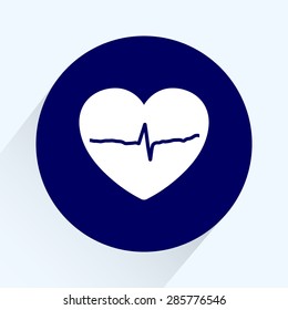 Heart with cardiogram sign icon, vector illustration. Flat design style