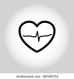 Heart with cardiogram sign icon, vector illustration. Flat design style