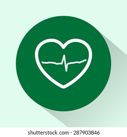 Heart with cardiogram sign icon, vector illustration. Flat design style