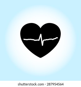 Heart with cardiogram sign icon, vector illustration. Flat design style