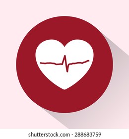 Heart with cardiogram sign icon, vector illustration. Flat design style