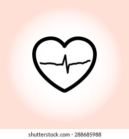 Heart with cardiogram sign icon, vector illustration. Flat design style