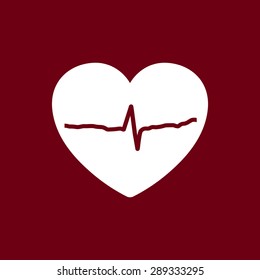 Heart with cardiogram sign icon, vector illustration. Flat design style