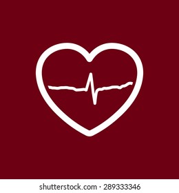 Heart with cardiogram sign icon, vector illustration. Flat design style