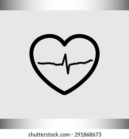 Heart with cardiogram sign icon, vector illustration. Flat design style