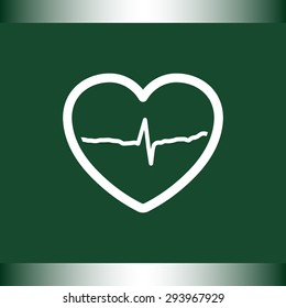 Heart with cardiogram sign icon, vector illustration. Flat design style