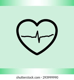 Heart with cardiogram sign icon, vector illustration. Flat design style