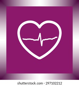 Heart with cardiogram sign icon, vector illustration. Flat design style