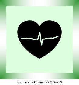 Heart with cardiogram sign icon, vector illustration. Flat design style