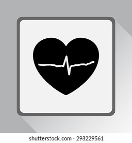 Heart with cardiogram sign icon, vector illustration. Flat design style