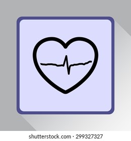 Heart with cardiogram sign icon, vector illustration. Flat design style