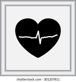 Heart with cardiogram sign icon, vector illustration. Flat design style